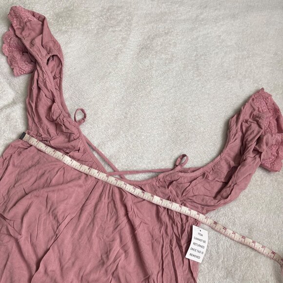 Joyfolie Dela dress in mauve size medium  High-Low Dress With Lace Sleeves new - Picture 7 of 16